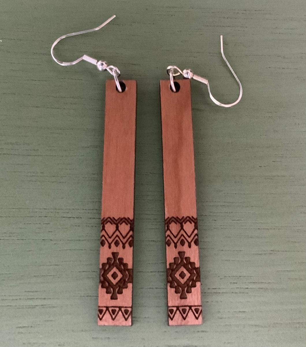Long Engraved - Cherry Wood and Sterling Silver